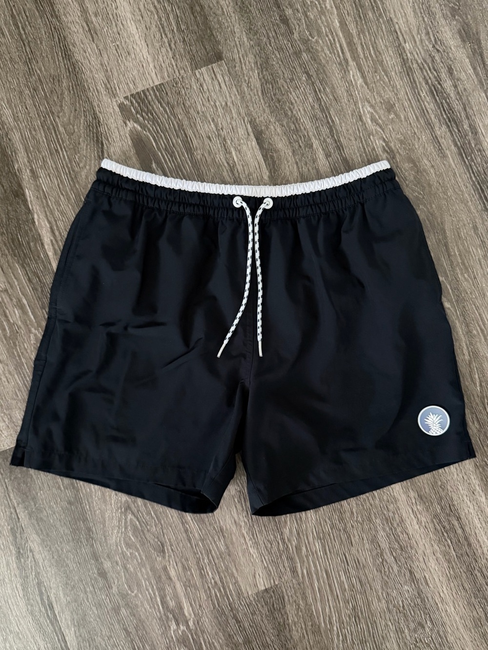 chubbies Black Swim Trunks with White Drawstring